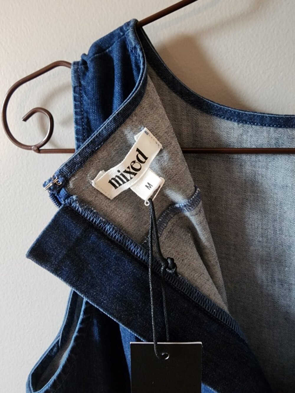 NWT Mixed by Nasrin Denim Boatneck Wide Leg Jumpsuit M - Picture 2 of 5